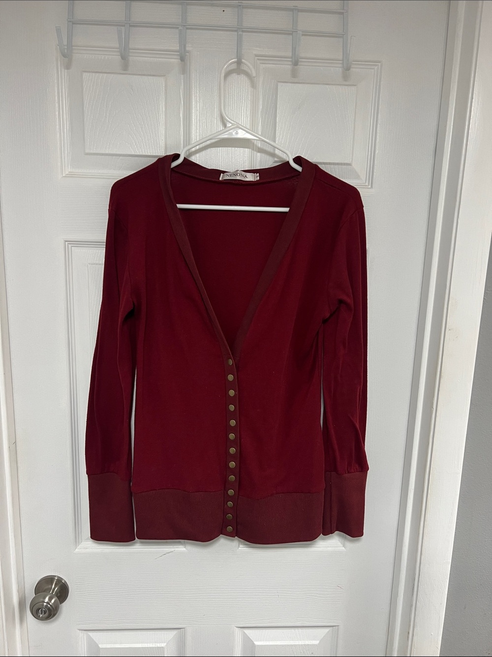 Nenona Deep Burgundy Snap-Front Cardigan Size M